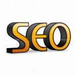 Large SEO Logo Text in Orange and Black